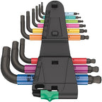 Wera 05133164001 950/9 Hex-Plus Multicolour 2 Winkelschlüsselsatz, metrisch, BlackLaser, 9-teilig