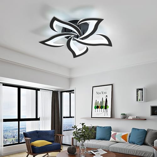 Comely Deckenlampe Led, Deckenleuchte Dimmbar, 40W 4200LM 3000k-6500k Mit Fernbedienung/APP, Moderne Deckenlampe für Wohnzimmer, Schlafzimmer, Kinderzimmer,Schwarz