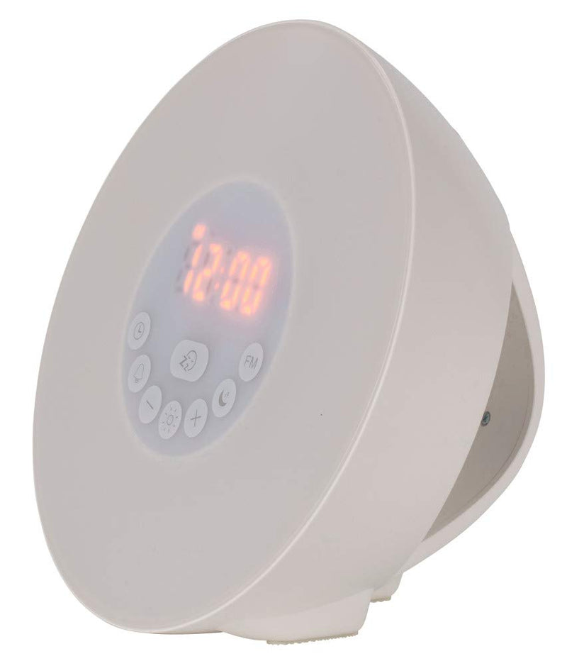 TFA Dostmann Tageslichtwecker Wake Up Light, 60.2019.02, Lichtwecker mit Sonnenaufgang, FM-Radio, 6 Wecktöne, Schlummerfunktion, weiß, Kunststoff, 170 mm
