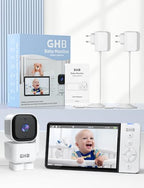 GHB Babyphone mit Kamera 5 Zoll 350° Rotation 5000mAh 720P Nachtsicht VOX-Modus Digitalzoom GegensprechfunktionTemperaturanzeige ABM720C