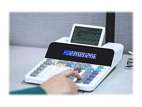 Sharp EL-1901 Anzeigender Tischrechner (Paper& Ink-Free, 12-stelliges und 5-zeiliges LCD Display) Weiß, 193 x 66 x 254 mm