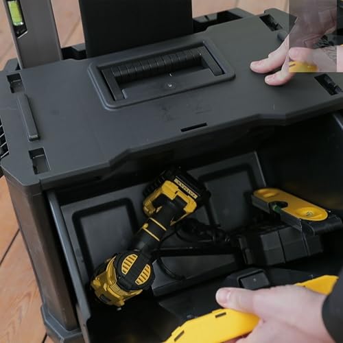 Stanley Rollende Werkstatt aus Metall-Kunststoff 1-79-206 / Werkzeugwagen leer mit 3 modularen Einheiten / Vielseitige Werkzeugbox für Kleinteile und große Werkzeuge