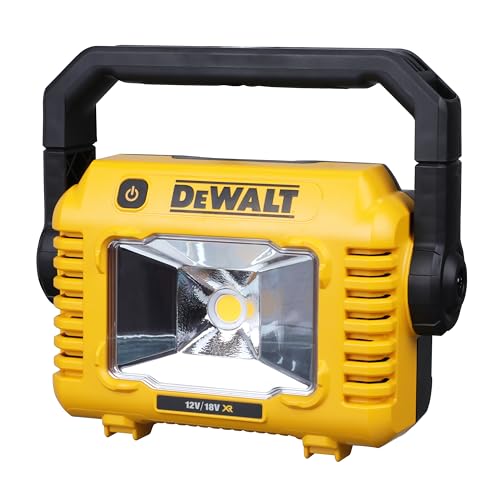 Dewalt LED Akku-Baustellenleuchte DCL077 (sehr hohe Lichtstärke von bis 2.000 Lumen, robuster Multi-Positionsgriff, IP54, mit Stativaufnahme 1/4" und 5/8", Lieferung ohne Akku und Ladegerät)