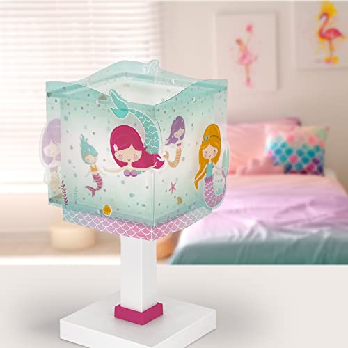 Dalber Kinder Tischlampe Nachttischlampe kinderzimmer Mermaids Meerjungfrauen, Kinderzimmer, Nachttischlampe, 63441, E14, Türkis
