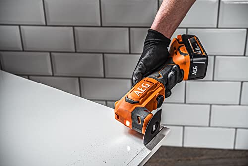 AEG 18 V PRO18V Akku-Multitool BMT18-0(Oszilationswinkel 3,6°, Schwingzahl 0-20.000 min-1, variable Geschwindigkeitsregulierung, werkzeugloser Klingenwechsel, LED, ohne Akku&Ladegerät), Schwarz/Orange