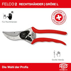 FELCO 2 professionelle Bypass-Gartenschere für Rechtshänder, 41 mm gehärtete Stahlklinge, geschmiedete Aluminiumgriffe, robustes Werkzeug für mittelgroße bis große Hände, 25 mm Schnitt, Swiss Made