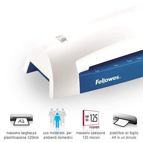 Fellowes 5742701 Laminiergerät für die gelegentliche Nutzung Zuhause oder im Office geeignet für 80 und 125 Mikron Laminierfolien bis A3 Format, blau