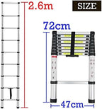 Teleskopleiter 2,6M/3,2M/3,8M/4,4M/5M Rutschfester Aluleiter Schiebeleiter Sprossenleiter, aus hochwertigem Aluminium, Ausziehleiter Teleskop-Design Mehrzweckleiter max 150 kg Belastbarkeit Silber