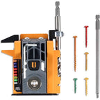 BORA Mini-Taschenloch-Bohrschablone – Automatische Tiefeneinstellung mit Push-Lock-System, Farbkodierte Schraubenführung – Für enge Räume & Holz bis 38 mm Stärke