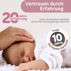 babybay Original Beistellbett aus massivem Buchenholz/kompakt & verwandelbar/Kinderbett Höhe stufenlos verstellbar/mitwachsendes Babybett (weiß lackiert) / inkl. Matratze, Gitter, Rollen