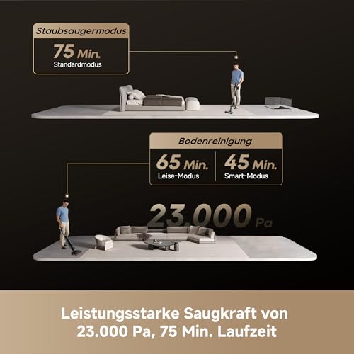 dreame H15 Mix 7-in-1 Nass- und Trockensauger, KI-Roboterarm, Kantenreinigung, 23.000 Pa Saugkraft, intelligente Dosierung, verhedderungsfrei, 100 °C Bürstenrein, 5 Min. 90 °C Trocknung, flach