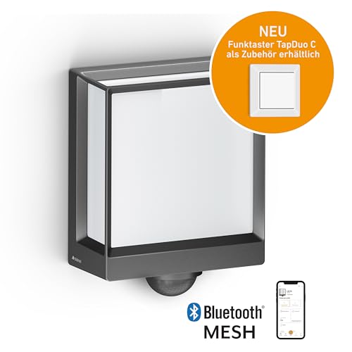 Steinel LED Außenwandleuchte L 40 SC Connect, 180° Bewegungsmelder, smarte Außenleuchte, Softlichtstart, bedienbar per App, anthrazit