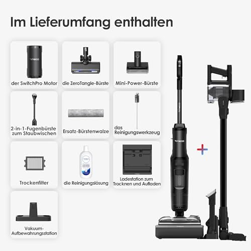 Tineco FLOOR ONE Switch S7 Stretch Nass Trockensauger & Akkusauger Set 5-in-1, FlashDry Selbstreinigung, DualBlock Anti-Tangle, 50 Min Laufzeit 22kPa Multifunktionaler Bodenreiniger für das Ganze Haus