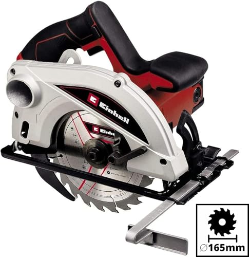 Einhell Handkreissäge TC-CS 1250 (1.250 W, 5.500 Min-1, Werkzeuglose Einstellung Tiefe/Winkel, Zusatzhandgriff, Spindelarretierung, Spaltkeil, Inkl. Hartmetall-Sägeblatt)