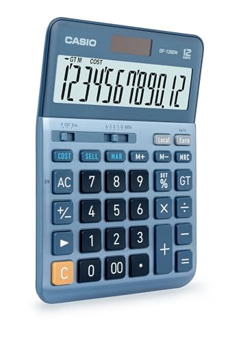 Casio Tischrechner DF-120EM, 12-stellig, Cost/Sell/Margin, Gesamtsummen-Speicher, Solar-/Batteriebetrieb, silber,