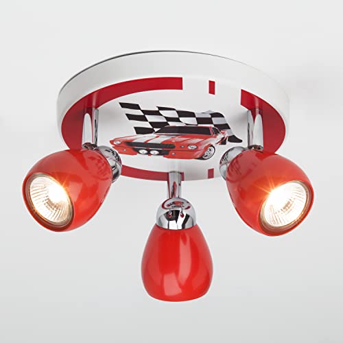 BRILLIANT Lampe Racing LED Spotrondell 3flg rot/weiß-schwarz | 3x LED-PAR51, GU10, 3W LED-Reflektorlampen inklusive, (250lm, 3000K) | Köpfe schwenkbar