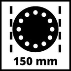 Einhell Druckluft-Exzenterschleifer TC-PE 150 (150 mm Schleiftellerdurchmesser, stufenloser Regulierungshebel, inkl. 6 Schleifpapieren, Stecknippel, Spannschlüssel)