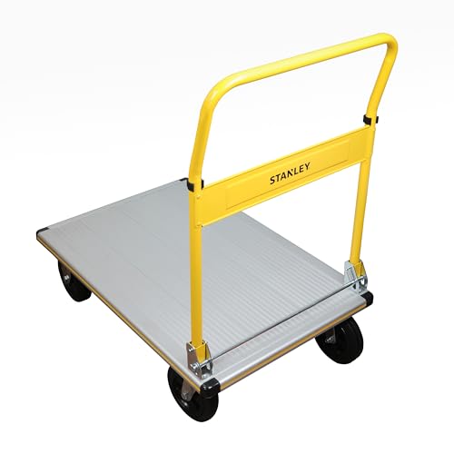 STANLEY klappbarer Plattformwagen, Tragkraft 200Kg, SXWTI-PC511, Transportwagen, Lagerwagen, Paketwagen, Plattformabmessungen 90x61cm, Schiebebügelwagen, Anti-Rutsch Plattform, platzsparend verstaubar