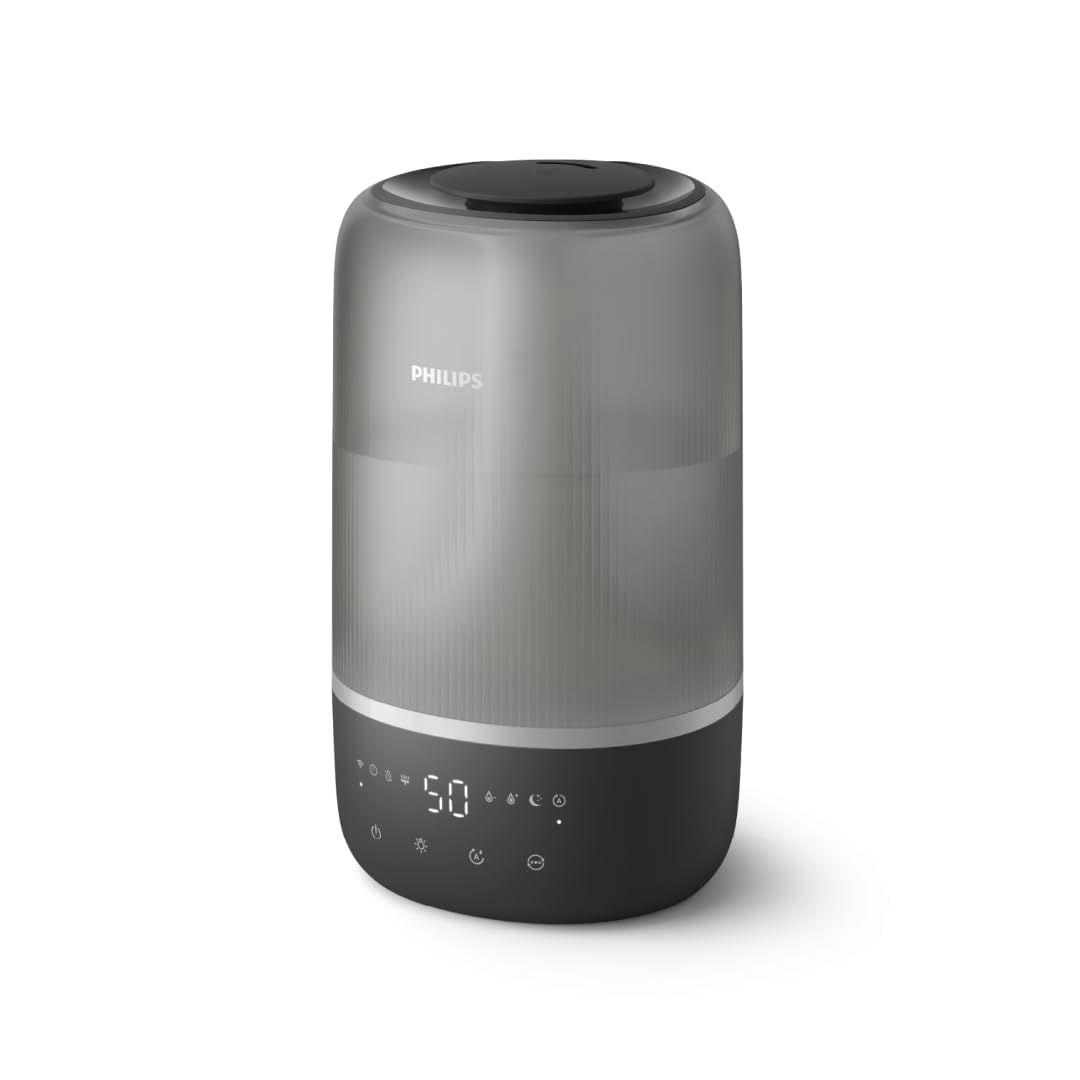 Philips Smart Humidifier - kompakt und dennoch leistungsstark mit himmelhohem Nebel, Aromatherapie, leise mit Schlaffunktion und Nachtlicht, für (Schlaf-) Räume bis zu 41m² (HU1510/03)