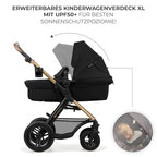 Kinderkraft MOOV2 AIR Kinderwagen 3 in 1 Kinderwagenset bis 22 kg mit Kindersitz I-SIZE 40-75 cm, Buggy Funktion, Liegeposition verstellbar, Große ausziehbare Verdeck, Aufblasbare Räder, Schwarz