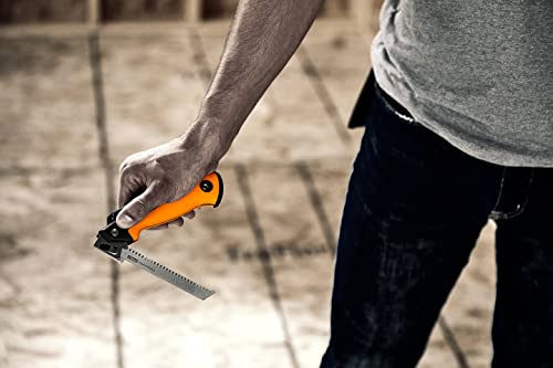 Fiskars Pro Kompakte Klappsäge, Inkl. 2 Sägeblättern, Sägeblattlänge: 15 cm, 13 TPI und 24 TPI, Schwarz/Orange, PowerTooth, 1062934