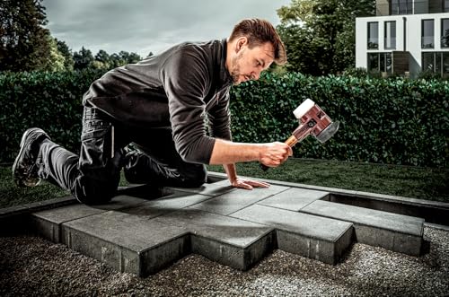 SIMPLEX-Schonhammer, Gummikomposition, mit Standfuß/Superplastik; mit Tempergussgehäuse und hochwertigem extra kurzen Holzstiel | D=80 mm/Stielausführung=extra kurz | 3027.282