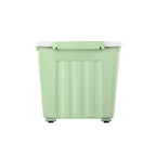 Cetomo 55L*4 Aufbewahrungsboxen, Rillen-verstärkte Kunststoffboxen mit Rollen & Deckeln, Stapelbare Aufbewahrungskiste, Ordnungsboxen für Zuhause und Büro, PP, Grün, 55L (4er Pack)