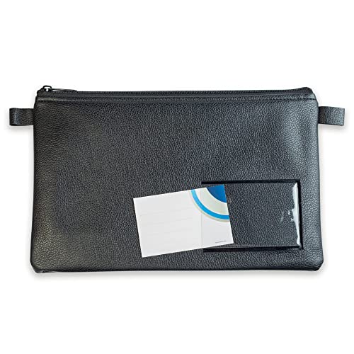 10-er Pack effektivo Banktasche mit Reißverschluss und Fenster zur Beschriftung, Kunstleder schwarz passend für Dokumente bis A5