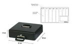 MAUL Geldkassette mit Münzzählbrett aus Stahl | 37 x 29 x 12 cm | Geldkassette abschließbar | Entnehmbares Scheinfach | Tragbare Kasse mit 2 Schlüsseln | Ideal als Registrierkasse | Schwarz