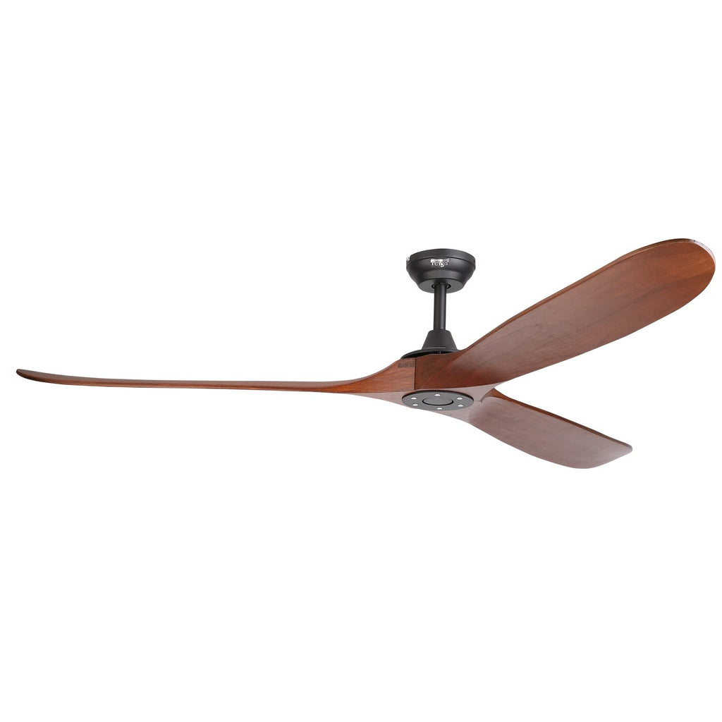 reiga 178 cm Holz Deckenventilator mit Fernbedienung, 6 Geschwindigkeiten, Leise DC Motor, 3 Holz Flügeln, Sommer Winterbetrieb für Schlafzimmer, Wohnzimmer, Terrasse