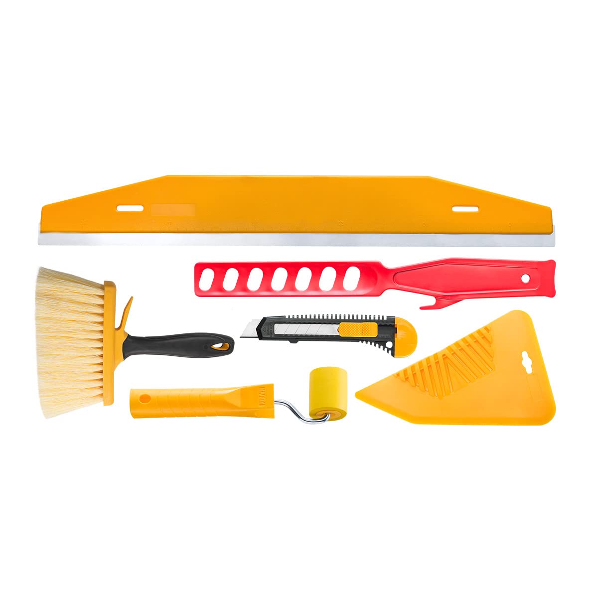 HARDY WORKING TOOLS 6in1 Tapezierset - Tapezierwerkzeug Tapezierbedarf - Tapetenwerkzeug - Tapetenglättungs-Werkzeug-Set - Trimmwerkzeug - Komplettes Tapetenset, Schneidwerkzeug