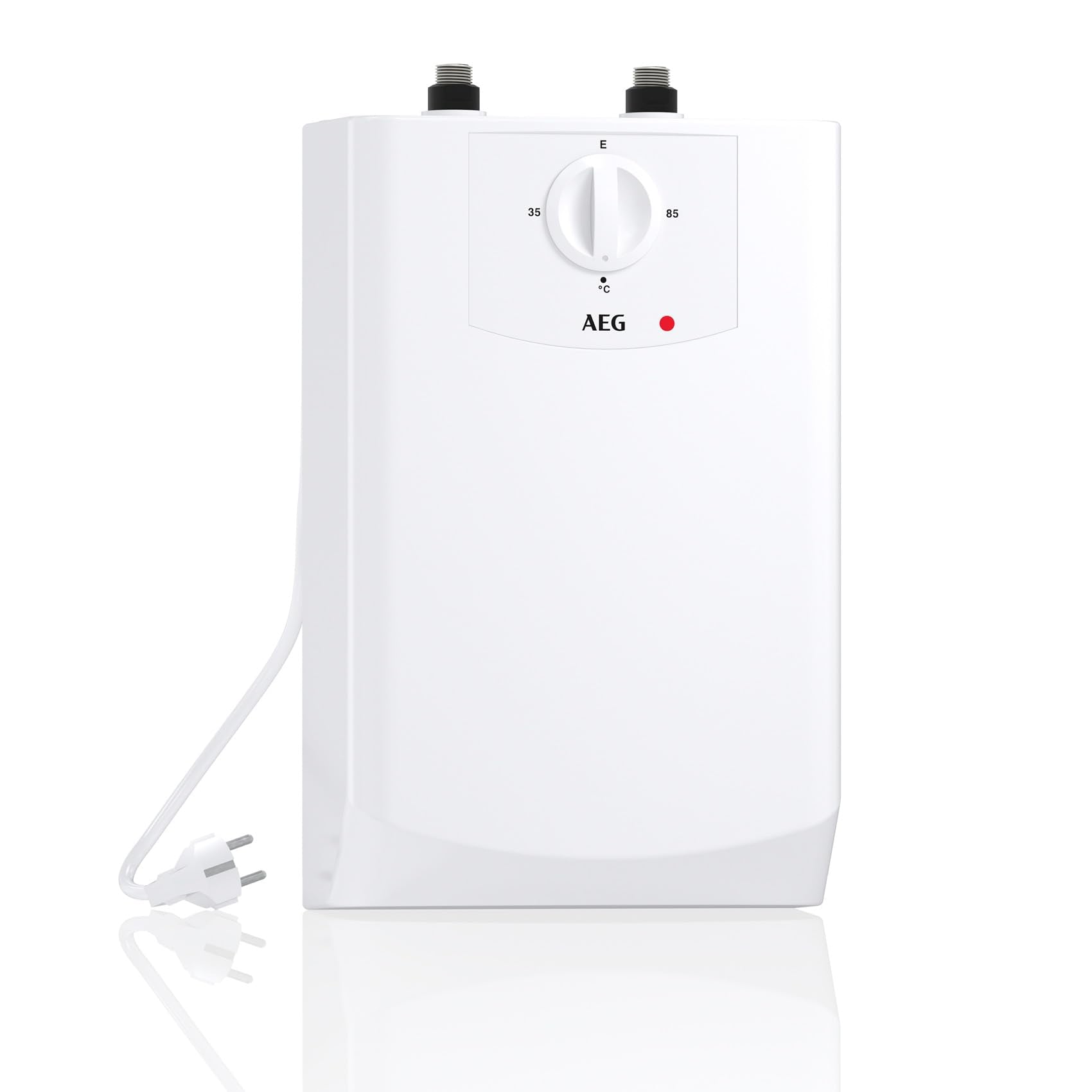 AEG Boiler BOI 5 U, Untertischboiler 5 Liter Niederdruck mit Stecker 230V für Küchenspüle + Wachbecken, 2 kW, Made in Germany, 204616