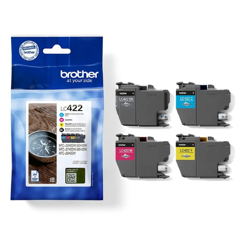 Brother Original LC-422VAL Tintenpatronen Value Pack für Brother MFC-J5340DW, MFC-J5345DW, MFC-J5740DW, MFC-J6540DW, MFC-J6940DW (bestehend aus 4 Tintenpatronen: Schwarz, Cyan, Magenta, Gelb)
