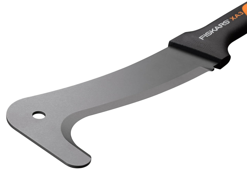 Fiskars Machete, Länge: 50,5 cm, Antihaftbeschichtet, Gehärtete Stahlklinge/Glasfaserverstärkter Kunststoffgriff, Inklusive Schutzhülle, Schwarz/Orange, WoodXpert, XA3, 1003609