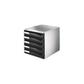 Leitz Post-Set mit 5 Schubladen, Schubladenset zur Aufbewahrung von Dokumenten und Büromaterialien, Schwarz, 52800095