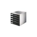Leitz Post-Set mit 5 Schubladen, Schubladenset zur Aufbewahrung von Dokumenten und Büromaterialien, Schwarz, 52800095
