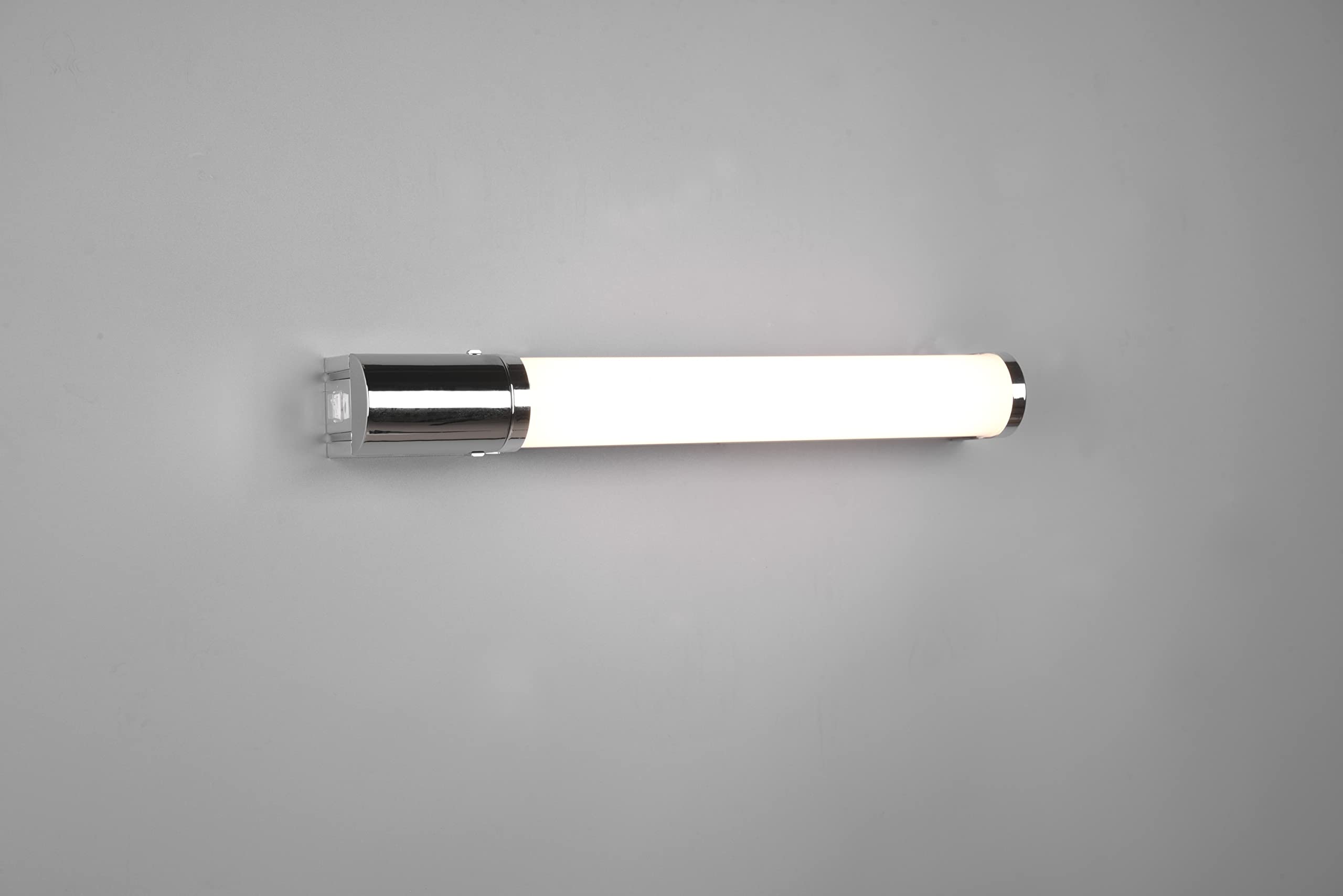 Trio Leuchten LED Bad Wandleuchte Piera 284074206, Kunststoff chromfarbig, inklusiv 8 Watt LED, Schalter, Steckdose, Chrom