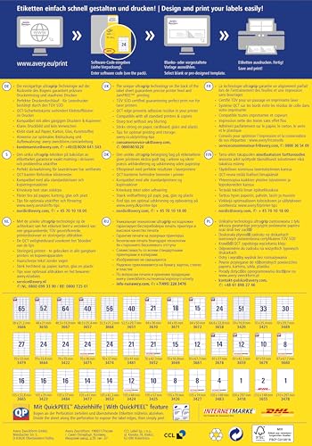AVERY Zweckform 3425 Adressaufkleber (1.000 Klebeetiketten, 105x57mm auf A4, Papier matt, individuell bedruckbare Absenderetiketten, selbstklebende Adressetiketten mit ultragrip) 100 Blatt, weiß