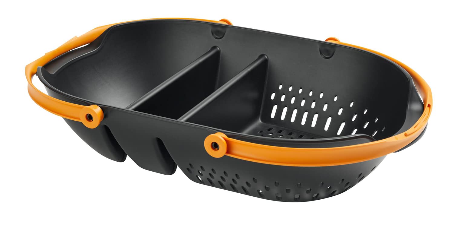 Fiskars Erntekorb, Zum Sammeln, Transportieren und Reinigen von Ernte und Erntewerkzeugen, Kunststoff, Schwarz/Orange, Plus, 1062831