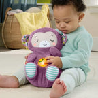 Fisher-Price Baby-Spielzeug Lila Schlummer-Affe, tragbare Plüsch-Spieluhr mit Atembewegungen und Lichtern für Neugeborene ab einem Alter von 0 Monaten, JLH41