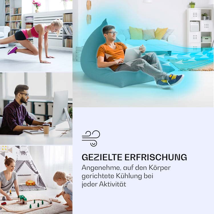 Klarstein Luftkühler mit Wasserkühlung, Leiser 4-in-1 Verdunstungskühler, Luftbefeuchter, Ventilator & Nachtmodus, Mobile Klimageräte Luftkühler, 60W Air Cooler, 330m³/h Kühlender Luftstrom