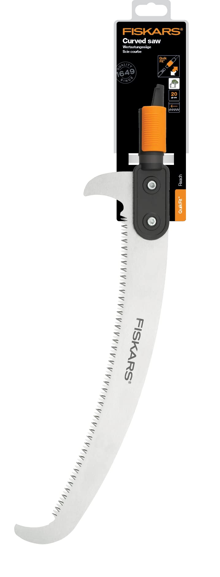 Fiskars Wertastungssäge für Arbeiten an weit entfernten Stellen, Werkzeugkopf, Länge: 55 cm, Gehärtetes Stahl-Sägeblatt, Schwarz/Orange, QuikFit, 1000691