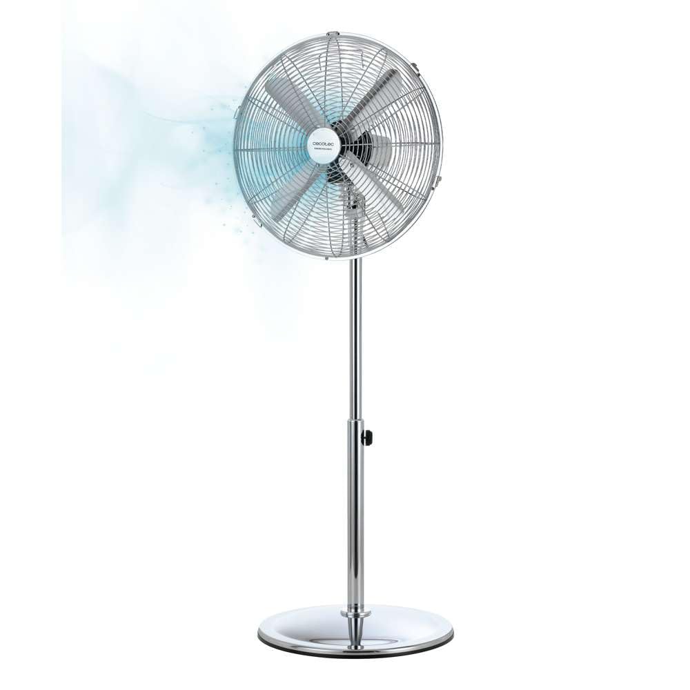 Cecotec Standventilator EnergySilence 620 Retrostyle. 50 W, Chrom-Finish, 16 Zoll Durchmesser mit 4 Flügeln, 3 Geschwindigkeiten, Oszillation, höhenverstellbar, maximale Sicherheit