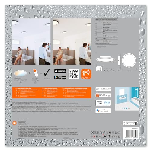 LEDVANCE Smart LED Badezimmerlampe Chrome, 18W, 2100LM, 3000-6500K, 30cm, IP44, Orbis Disc Wandleuchte, Badezimmerleuchte mit Wifi Technologie, dimmbar, steuerbar über App und Sprachassistenten
