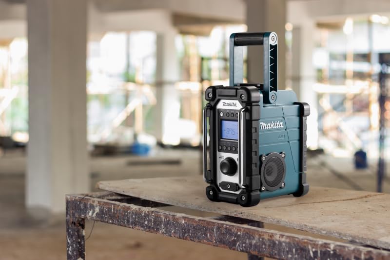 Makita DMR115 Akku-Baustellenradio (ohne Akku, ohne Ladegerät), Türkis, Schwarz, Silber