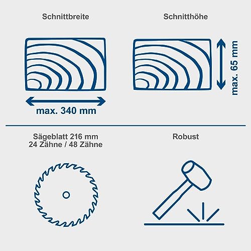 Scheppach Kappzugsäge HM216 Kappsäge Gehrungssäge mit Laser | Sägeblatt Ø 216mm | 2000W Leistung | Drehtisch mit Schnellarretierung | inkl. 2 Sägeblatt (HM216)