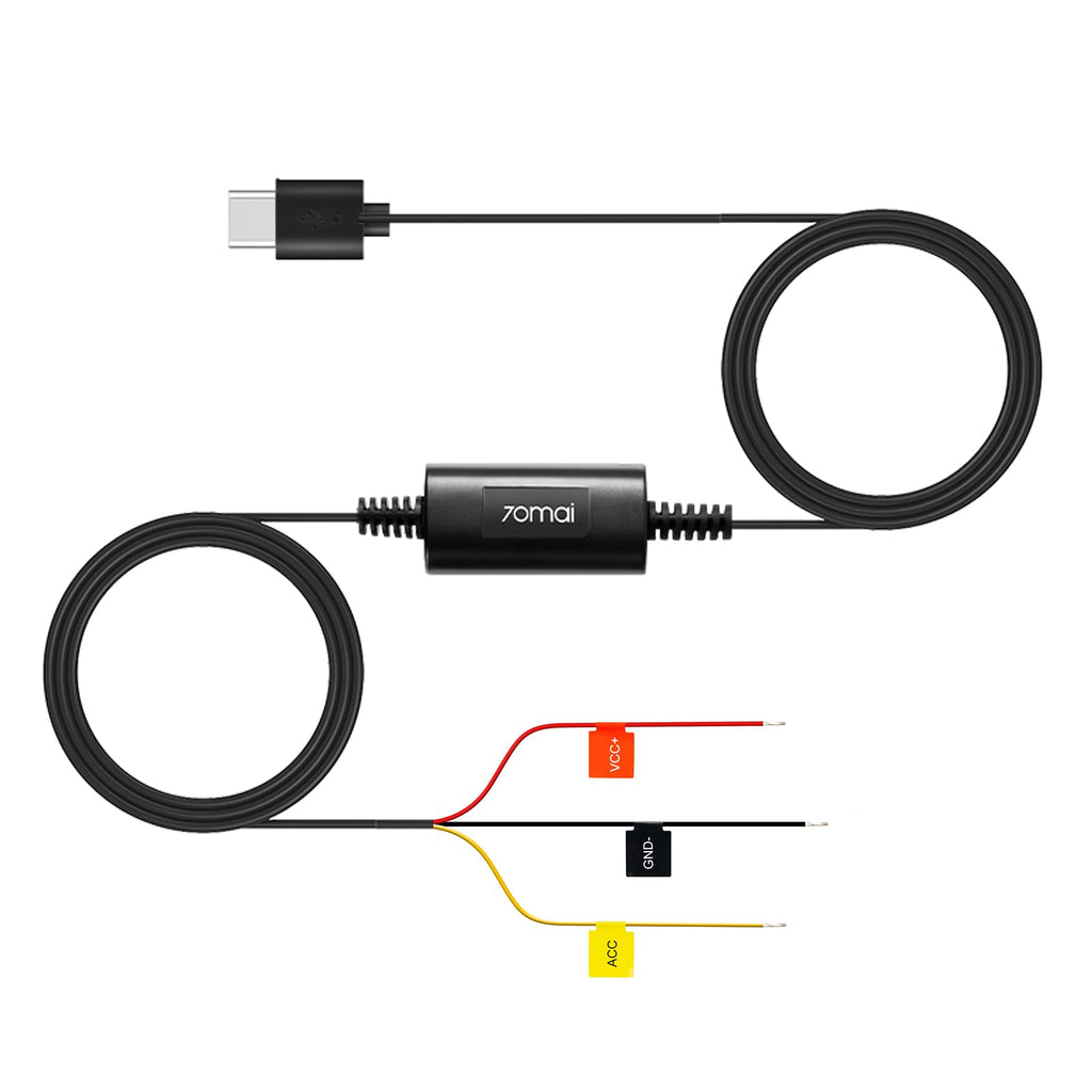 70mai Hardwire Kit UP03, Typ-C-Hardwire-Kit mit Niederspannungsschutz, 24-Stunden-Parküberwachung für 70mai Dash Cam M310/A410/A510/A810/A800SE/4K Omni/T800E/T800, 3 m, 12 V–30 V auf 5 V/2,4 A