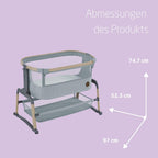 Maxi-Cosi Iora Air Beistellbett Baby, Co-Sleeper mit Allround-Netzgewebe, 0–6 Monate (9 kg), Schaukelmodus,5 Höhenstufen, Leichtes Schieben, Leicht zu Tragen, 2 Räder, Beyond Grey