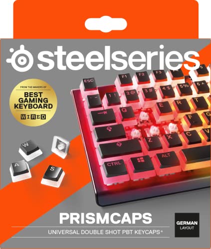 SteelSeries PrismCaps – Double-Shot-Tastenset mit „Pudding“-Optik – Kompatibilität mit allen gängigen mechanischen Tastaturen – MX-Stößel – Schwarz (Deutsches Tastaturlayout)
