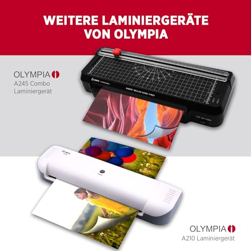 Olympia A 230 Laminierset 4-in-1 | Heiß- und Kaltlaminierung | Laminiergerät mit Eckenrunder, Papierschneider & Laminierfolien | Blasenfreies Laminieren | Überhitzungsschutz | Laminiergerät A4
